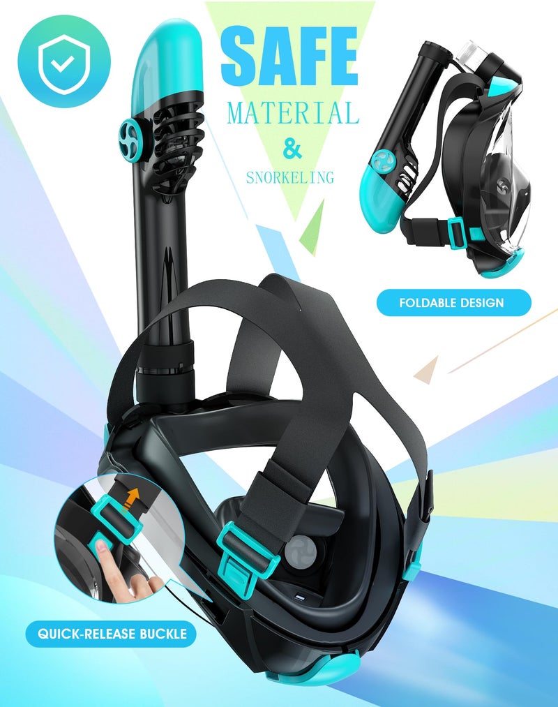 Greatever G2 Full Face Snorkel Mask with Latest Dry Top System,Foldable 180 Degree Panoramic View Snorkeling Mask with Camera Mount,Safe Breathing,Anti-Leak&Anti-Fog - Image 4